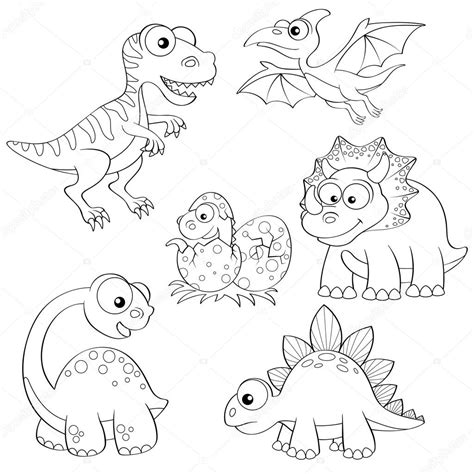Conjunto de dinosaurios de dibujos animados — Vector de ...