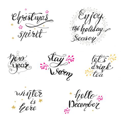 Conjunto de diseños de letras con saludos de navidad ...