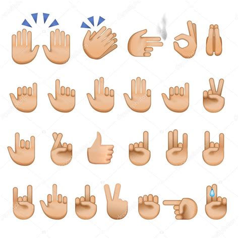 Conjunto de iconos de manos y símbolos, emoji — Vector de ...