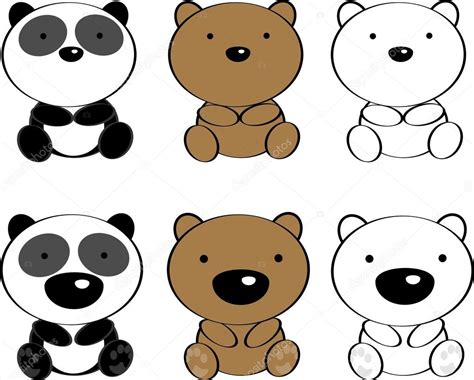 Conjunto de lindo bebé osos animales dibujos animados ...