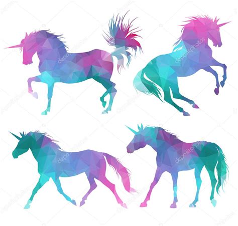 conjunto de silueta de unicornios — Vector de stock ...