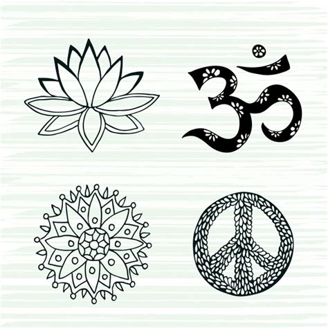Conjunto de vectores de símbolos de cultura. lotus ...