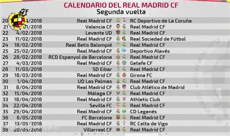 Conoce el calendario completo de Liga del Real Madrid   La ...