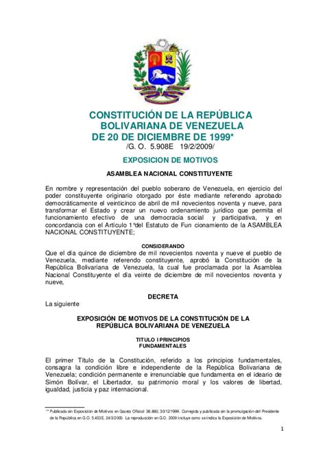 Constitución de la república bolivariana de venezuela con ...