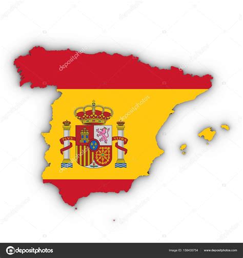 Contorno del mapa de España con bandera española en blanco ...