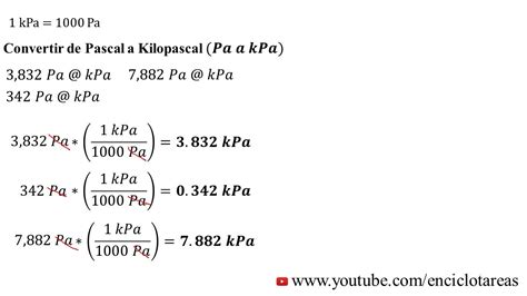 Convertir de Pascal a KiloPascal  Pa a kPa    YouTube