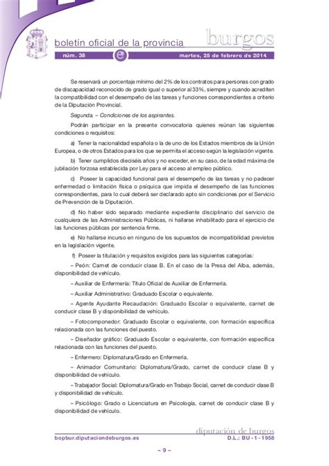 Convocatoria bolsa empleo diputacion burgos bopbur 2014 ...