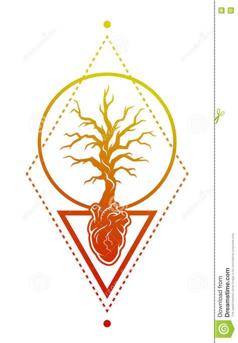 Corazón, Del árbol Como Símbolo De La Vida Ilustración del ...