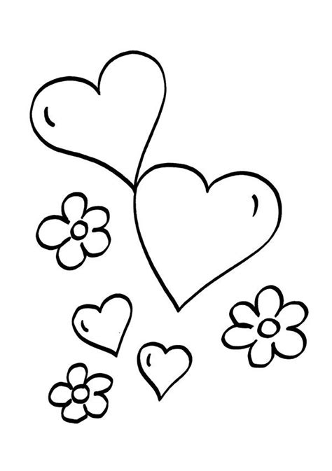Corazones y flores: dibujo para colorear e imprimir