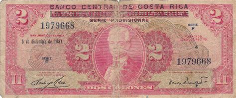Costa Rica, Antiguo Billete De 2 Colones 1.967   U$S 25,00 ...