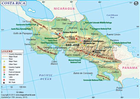 Costa Rica Map, Map of Costa Rica