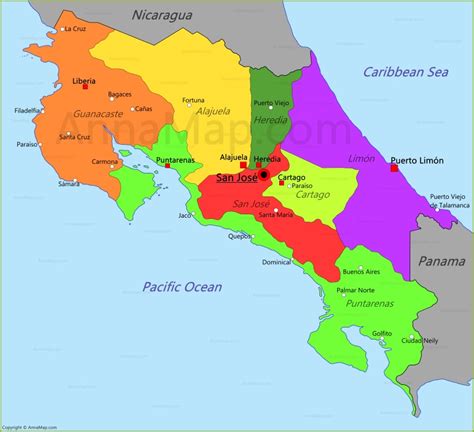 Costa Rica Map. Usa Maps. US Country Maps