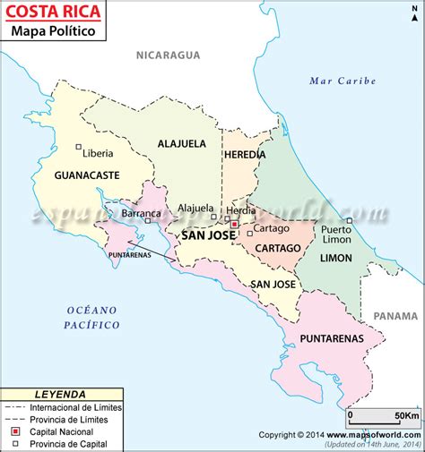 Costa Rica   Mapa Geográfico