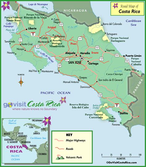 Costa Rica Road Map, Costa Rica   Go Visit Costa Rica