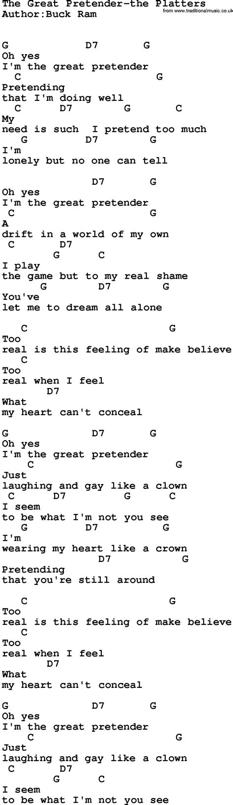 Country Music:The Great Pretender The Platters Lyrics and ...