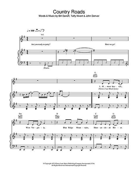 Country Road sheet music by Hermes House Band  Piano ...
