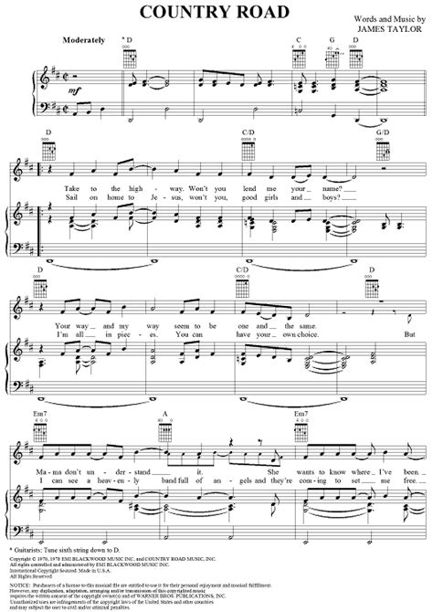 Country Road Sheet Music   Music for Piano and More ...