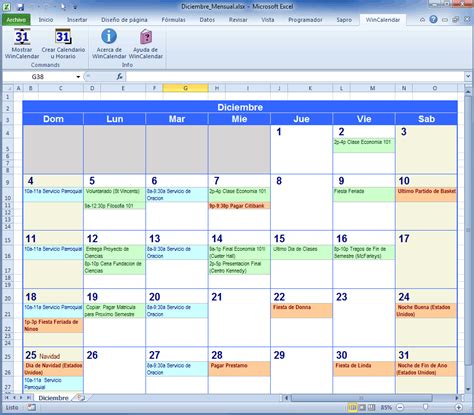 Creador de Calendario para Word y Excel