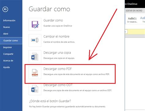 Crear documentos en Word Online y descargar en formato PDF