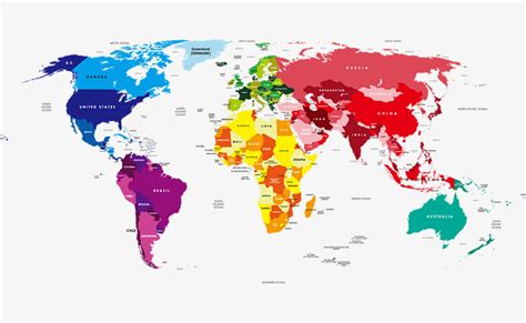 Creative Vector Mapa De Colores Del Mundo En Ingles Mapa ...
