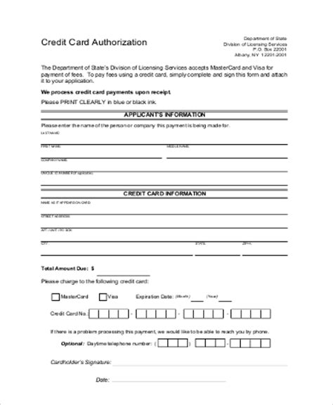 Credit Card Authorization Form Samples   10+ Free ...