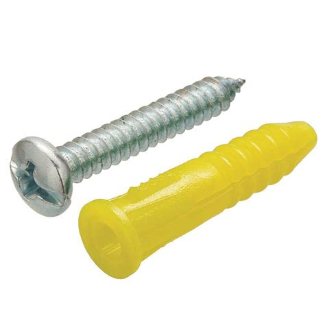 Crown Bolt #4 6 x 7/8 in. Yellow Plastic Ribbed Anchors ...