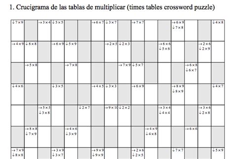 Crucigramas de tablas de multiplicar http://neoparaiso.com ...