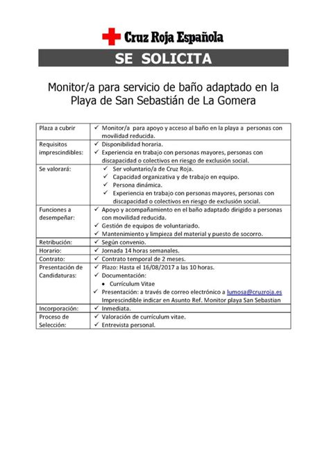 Cruz Roja de La Gomera oferta un empleo de ‘Monitor para ...