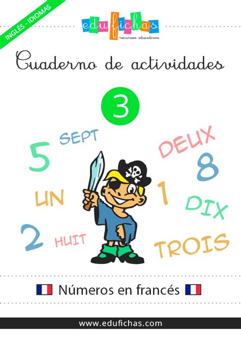 Cuaderno de los números en francés. Actividades gratis.