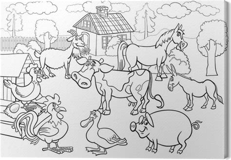 Cuadro en Lienzo Animales de granja de dibujos animados de ...