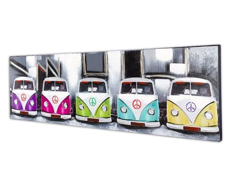 Cuadro furgonetas Volkswagen hippies de colores   Venta online