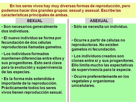 Cuadros comparativos entre Reproducción Sexual y Asexual ...