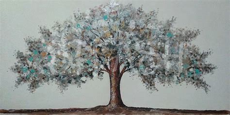 Cuadros de árboles árbol plata y turquesa|Cuadros de ...