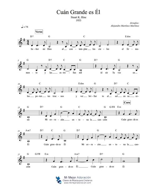 CUÁN GRANDE ES ÉL Himno tradicional Partitura  guión ...
