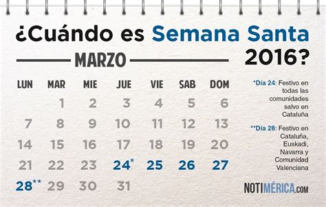 ¿Cuándo es Semana Santa 2016?