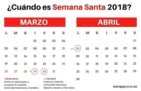 ¿Cuándo es Semana Santa 2018? Calendario y fechas