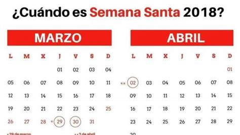 ¿Cuándo es Semana Santa 2018?