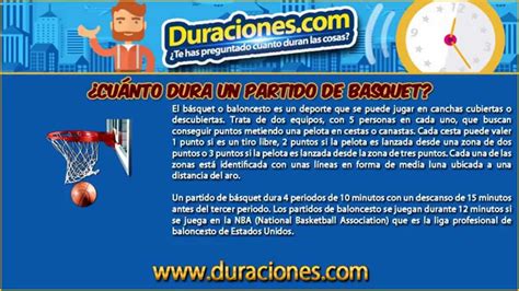 ¿Cuánto dura un partido de basquet? | Duraciones.net   YouTube