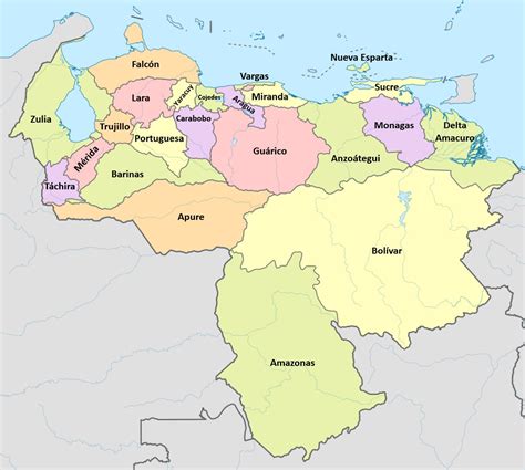 ¿Cuántos estados tiene Venezuela?  listado y mapa  | Saber ...