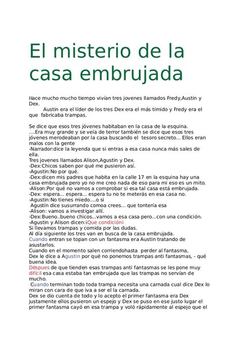 Cuento: El misterio de la casa embrujada. Actividad Escribir