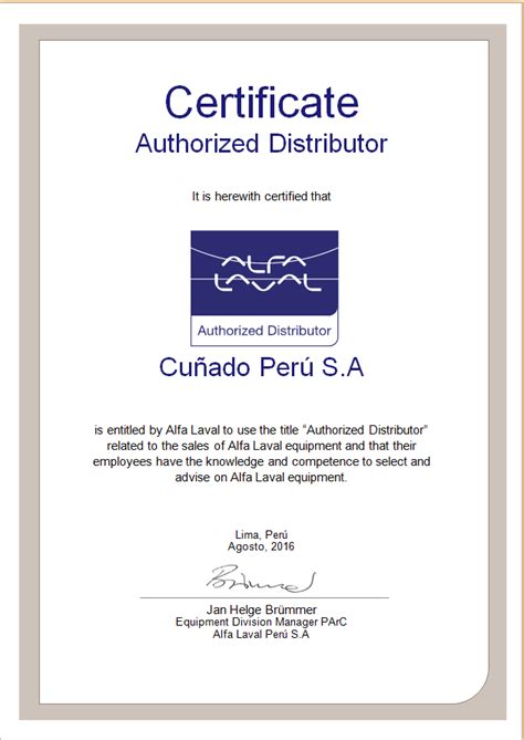 CUÑADO PERU S.A., DISTRIBUIDOR AUTORIZADO DE ALFA LAVAL ...