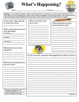 Current Events: Social Studies  Rubric included  | Current ...