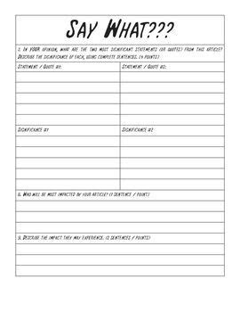 Current Events Worksheet for Middle & High School   FREE ...