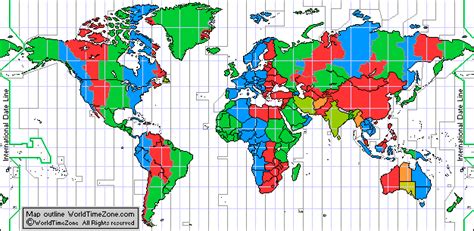 Current time around the World and standard time zones map ...