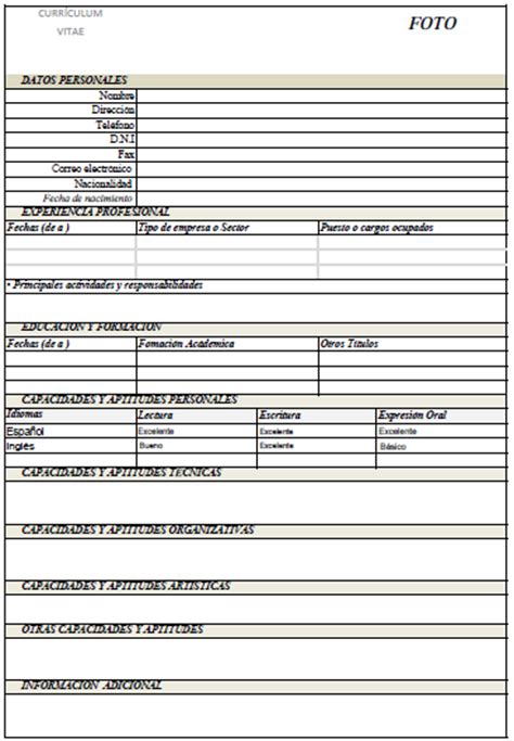 Currículum  formulario en PDF