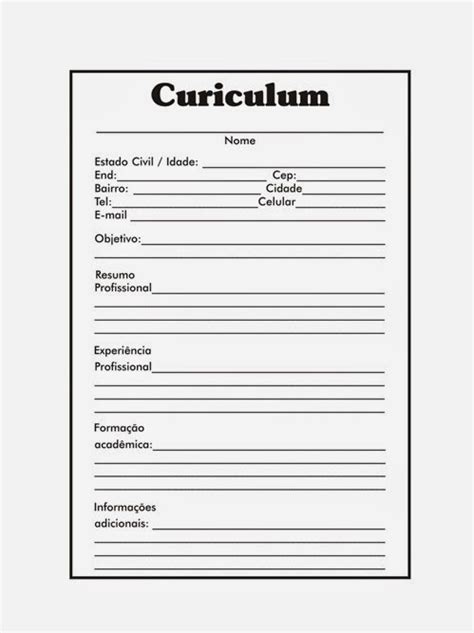 Curriculum Vitae Simples E Pronto Para Imprimir – Zooz1 ...