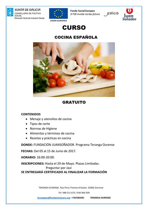 Curso Cocina en Ourense | Fundación JuanSoñador