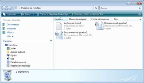 Curso de Windows Vista   La Papelera de Reciclaje