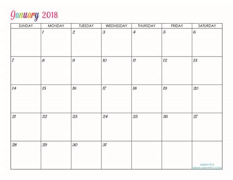 Custom Editable Free Printable 2018 Calendar   Sarah Titus