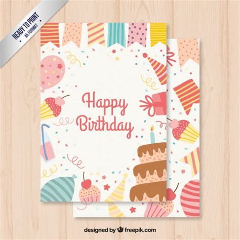 Cute birthday card Vector | Free Download